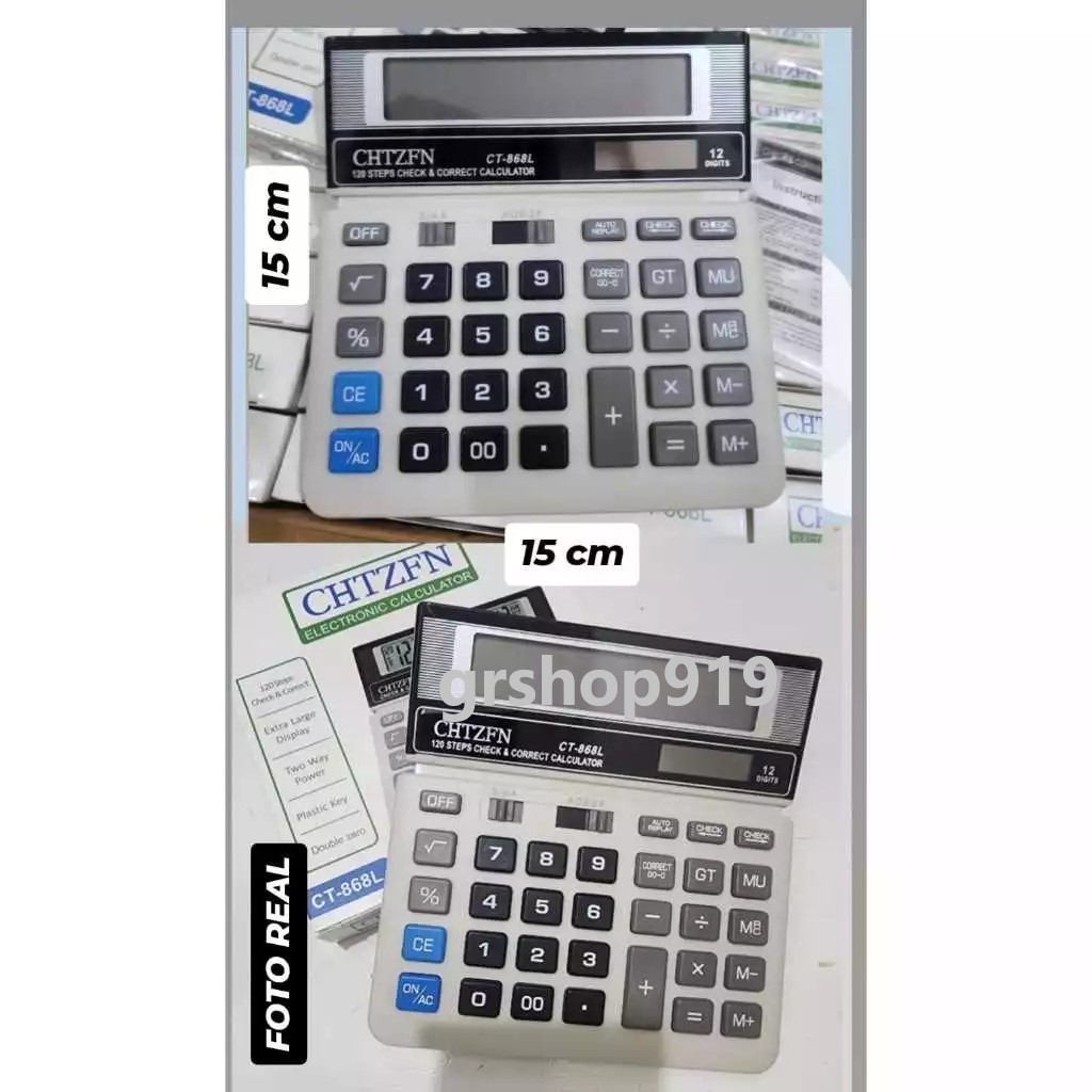 

Kalkulator CT-868N 12 Digit / Calculator Check Dual Power otomatis / Kalkulator 12 Alat Hitung