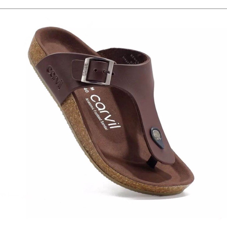 KODE X18U PROMO Sandal Pria Carvil kulit Terbaru original  Sandal Kulit Pria  Sandal Jepit Pria  San