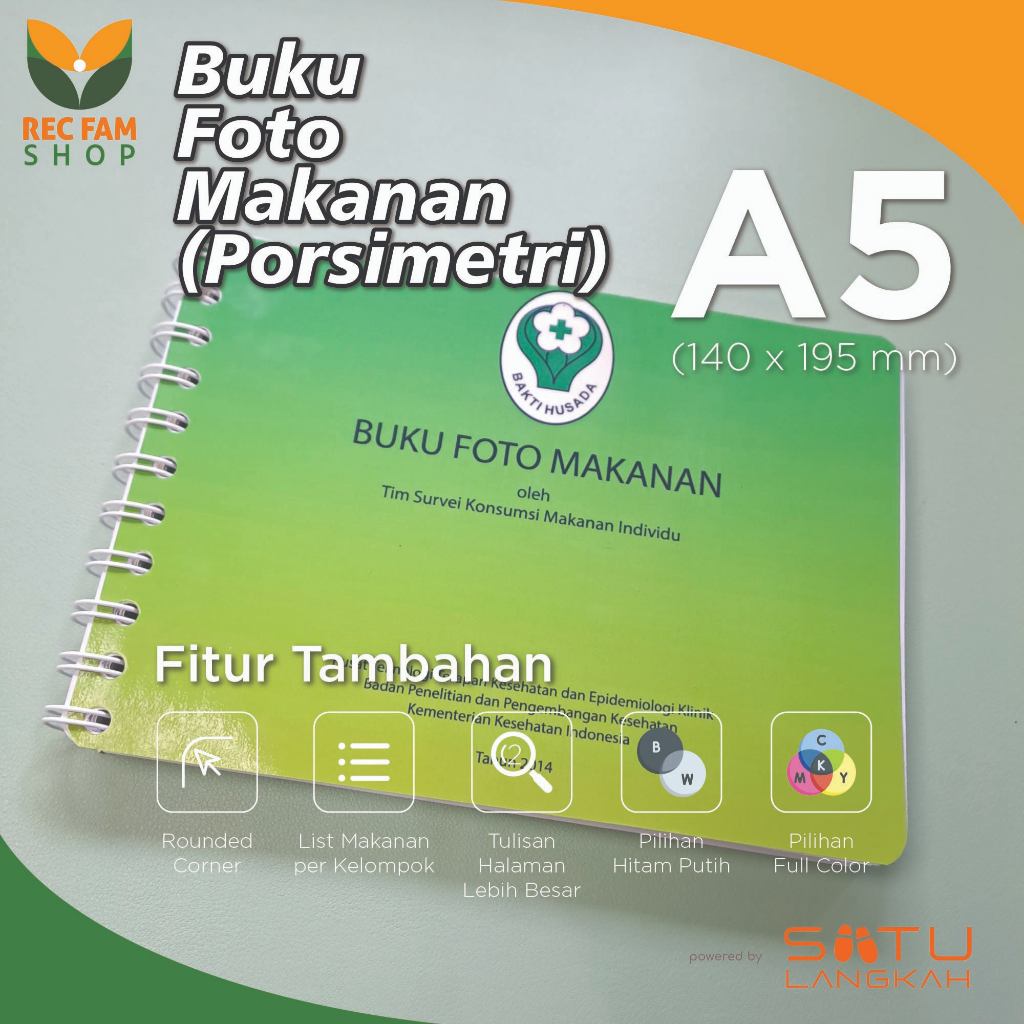 Buku Foto Makanan (Porsimetri) Ukuran A5 - Ahli Gizi, DIetisien, Tenaga Gizi, Survey Konsumsi