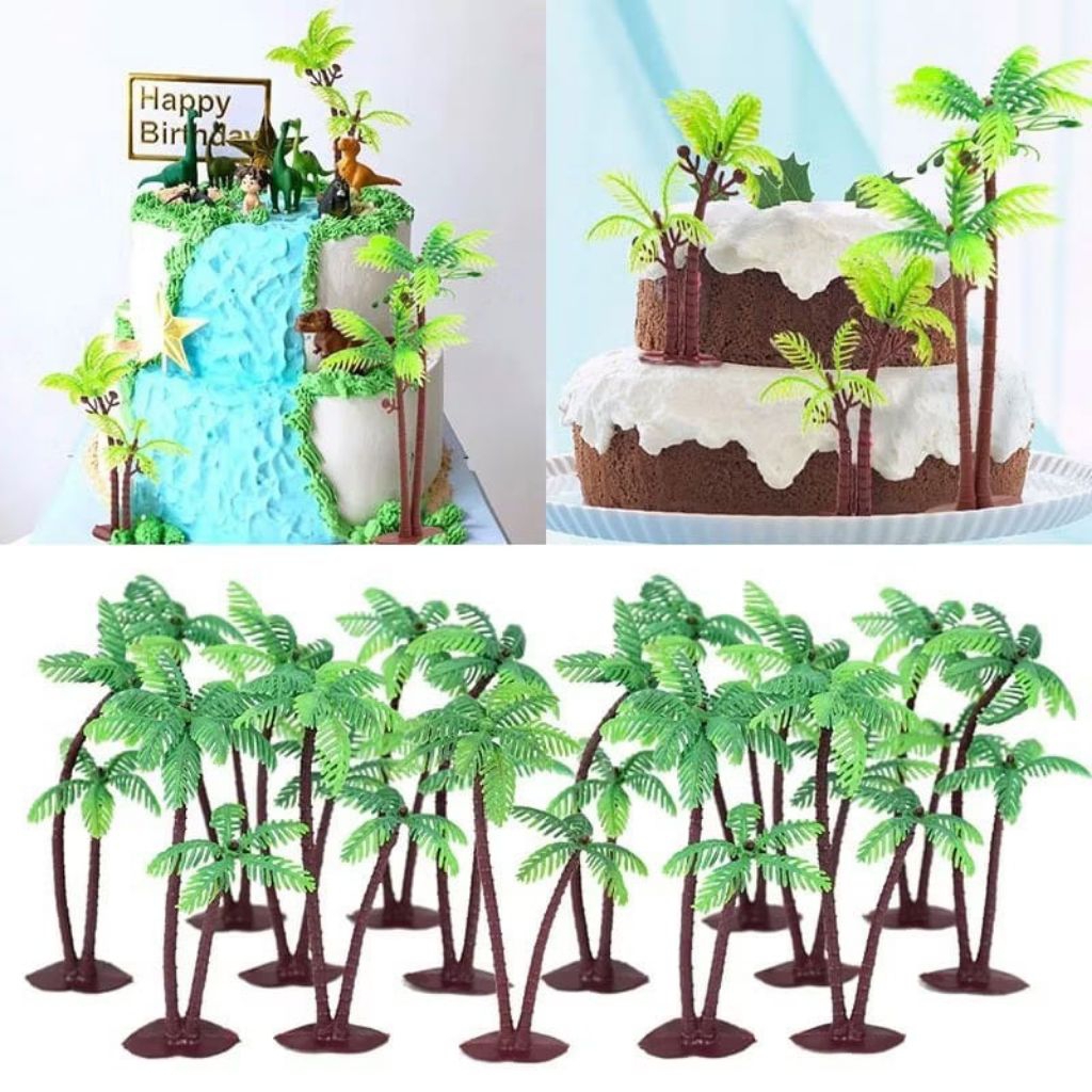 

Topper Pohon Kelapa Plastik Hiasan Kue Tart/Miniatur Pohon Kelapa