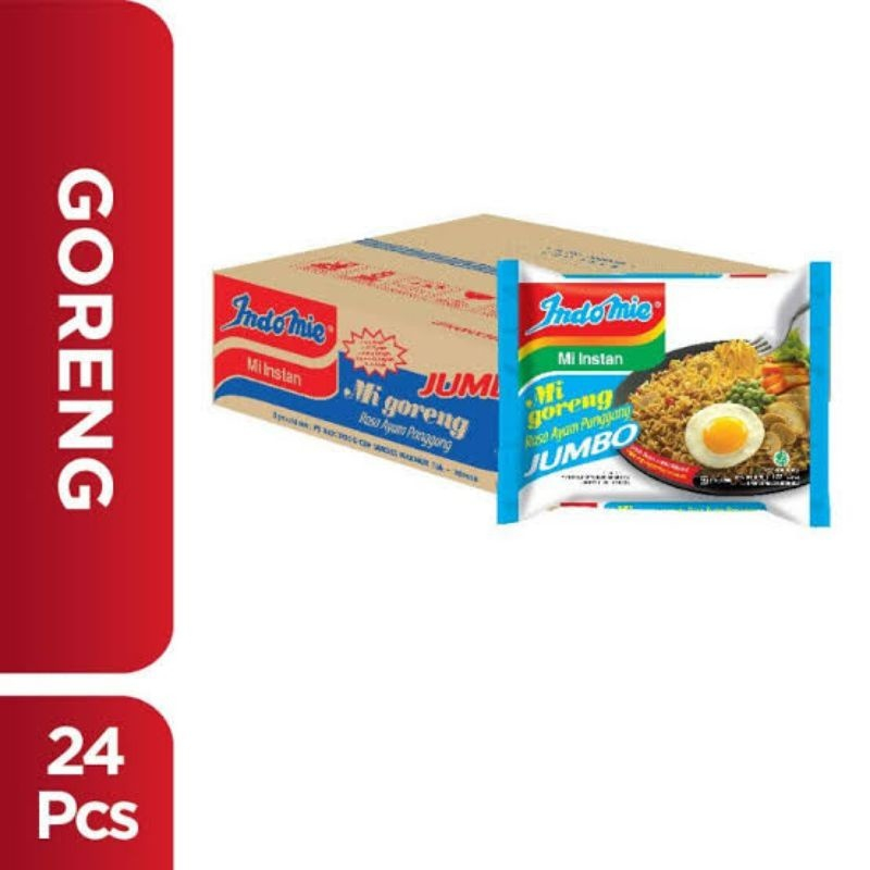 

Cahayadstore Indomie Goreng Jumbo/ Indomie Jumbo Ayam Panggang Karton Isi 24 Bungkus