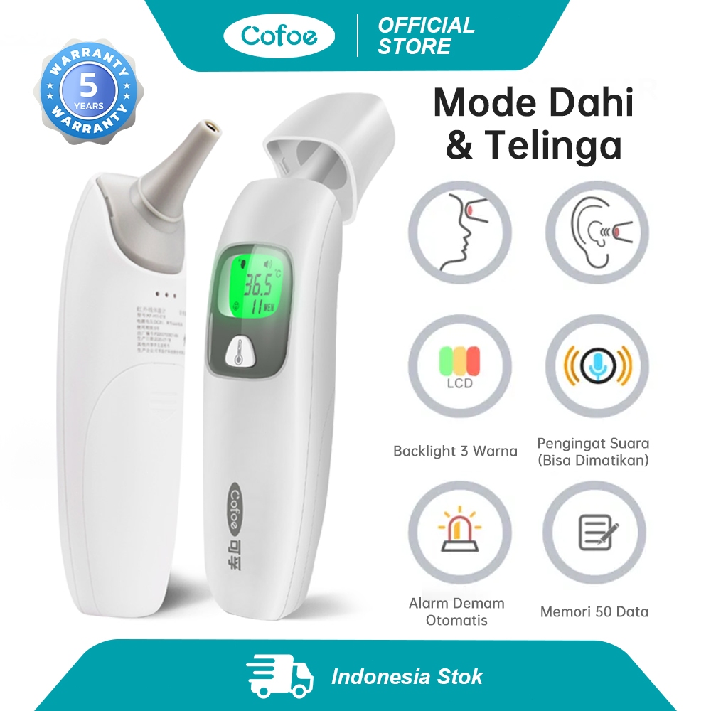 Cofoe termometer digital telinga bayi dan dewasa ear thermometer kuping infrared pengukur suhu badan