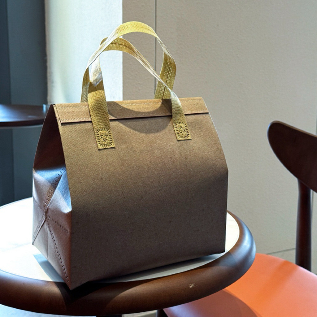 

Mi.casa - ((BROWN)) Kantong makanan Insulated Refrigerated Non-woven Aluminum Foil Takeaway Handbag Dessert Shop Cake Restaurant Food Catering