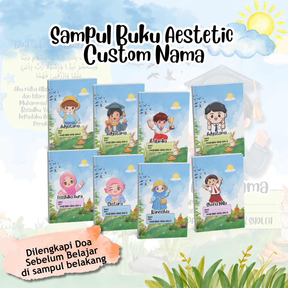 

MURAH! Sampul Buku Aestetic Floral Custom Nama Cover buku, Sampul buku Ukuran Sidu/Bigboss