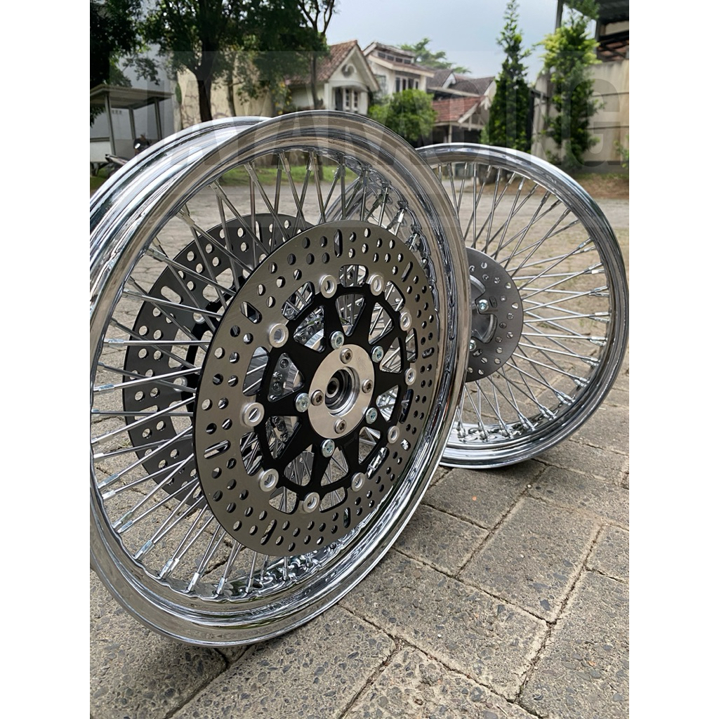 Velg custom double disc cakram ring 17 tapak lebar XSR155 Vixion Byson Scorpio R15 Xabre Rx king Mx 
