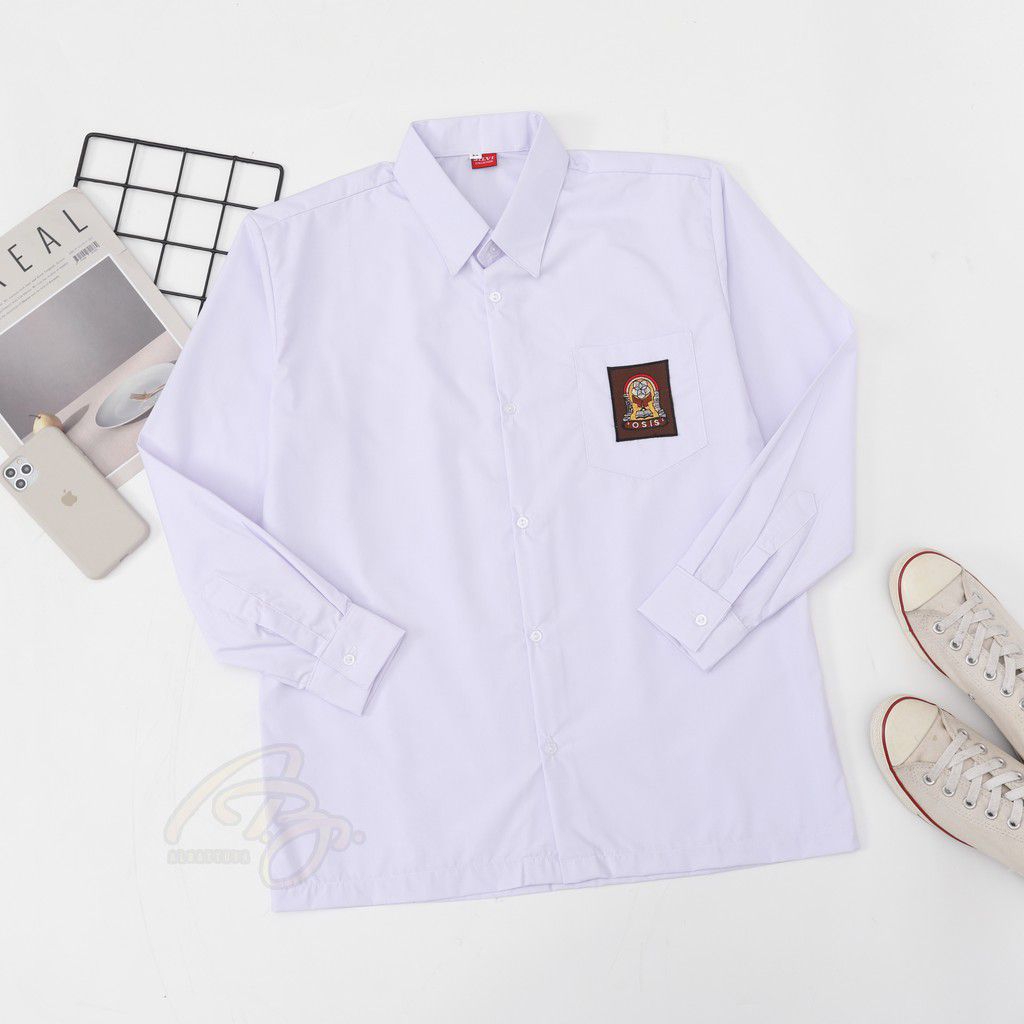 baju SMA lengan panjang putih pria dan wanita