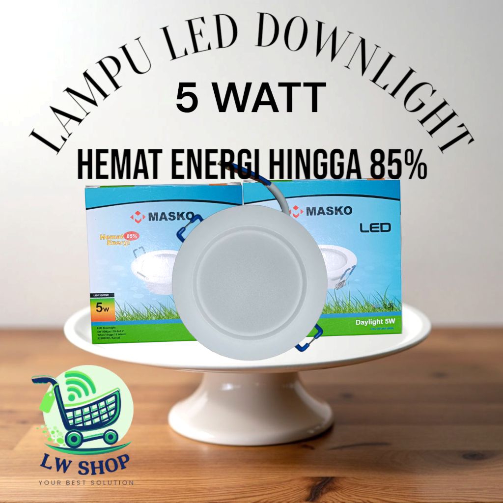 Lampu Downlight, Lampu Downlight Putih, Downlight 5 Watt/Downlight Masko