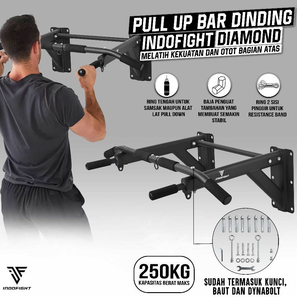 KODE M24J Pull Up Bar Dinding Indofight Chin Up Bar Tiang Gantungan Besi Alat Pull Up Di Rumah