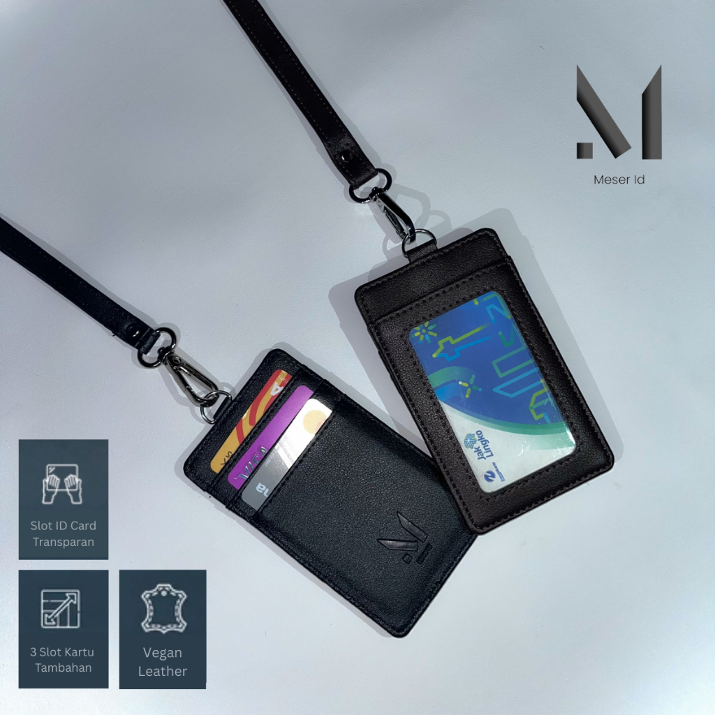 

Arm MeserID Lanyard ID Card Name Tag Holder Gantungan ID Card Kulit Sintetis 4 Slot Kartu Pria