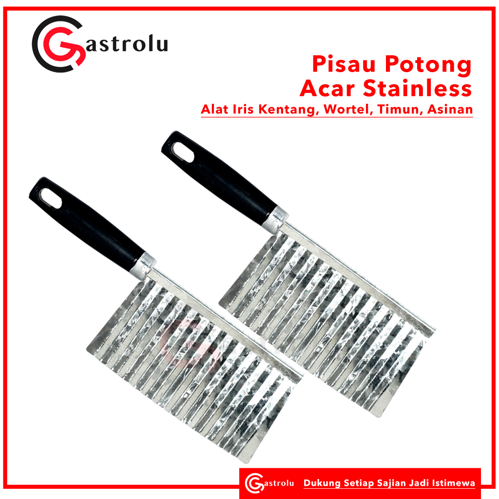 Pisau Acar Bergelombang Stainless – Alat Potong Kentang, Wortel, Timun Asinan