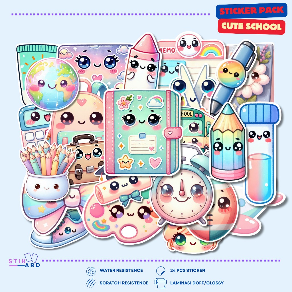 

Stiker Sekolah Lucu | Sticker Pack Laptop Tumbler Helm Koper - Bahan Vinyl Waterproof