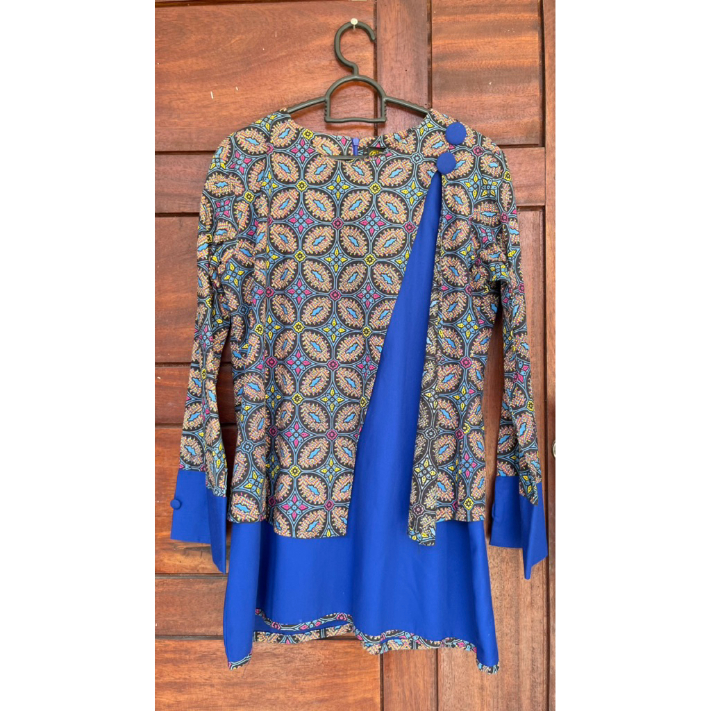 preloved batik kantor biru elektrik