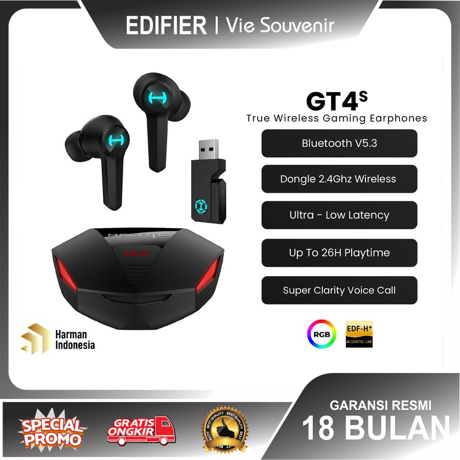 Edifier Hecate Gt4 S True Wireless Gaming Earphone