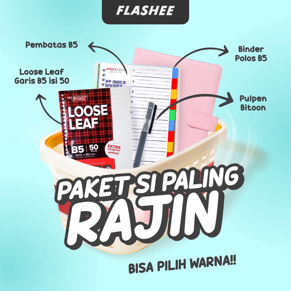 

Flashee Paket Binder B5 Ring 26 Set 4in1 Sudah Termasuk Kertas Untuk Sekolah Dan Kuliah KODE S7D7