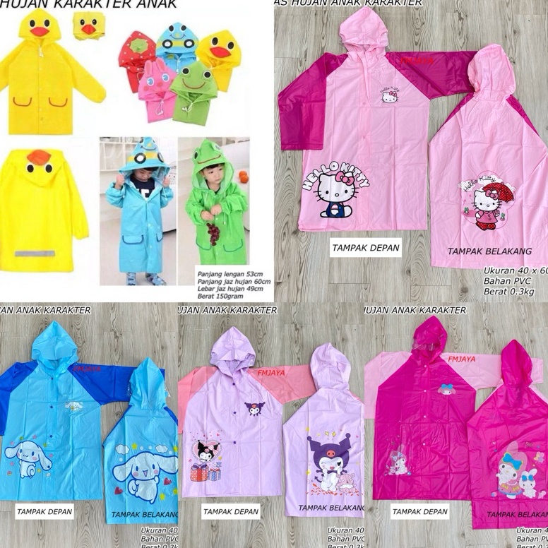 KODE W39X JAS HUJAN ANAK KARAKTER  JAS HUJAN ANAK TERUSAN  JAZ HUJAN ANAK MOTIF SANRIO  MANTEL HUJAN
