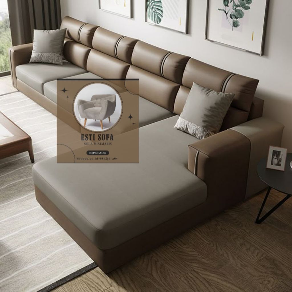 sofa tamu modern 2025 sofa minimalis sofa Lsudut sofa kulit sofa aesthetic sofa free bantal