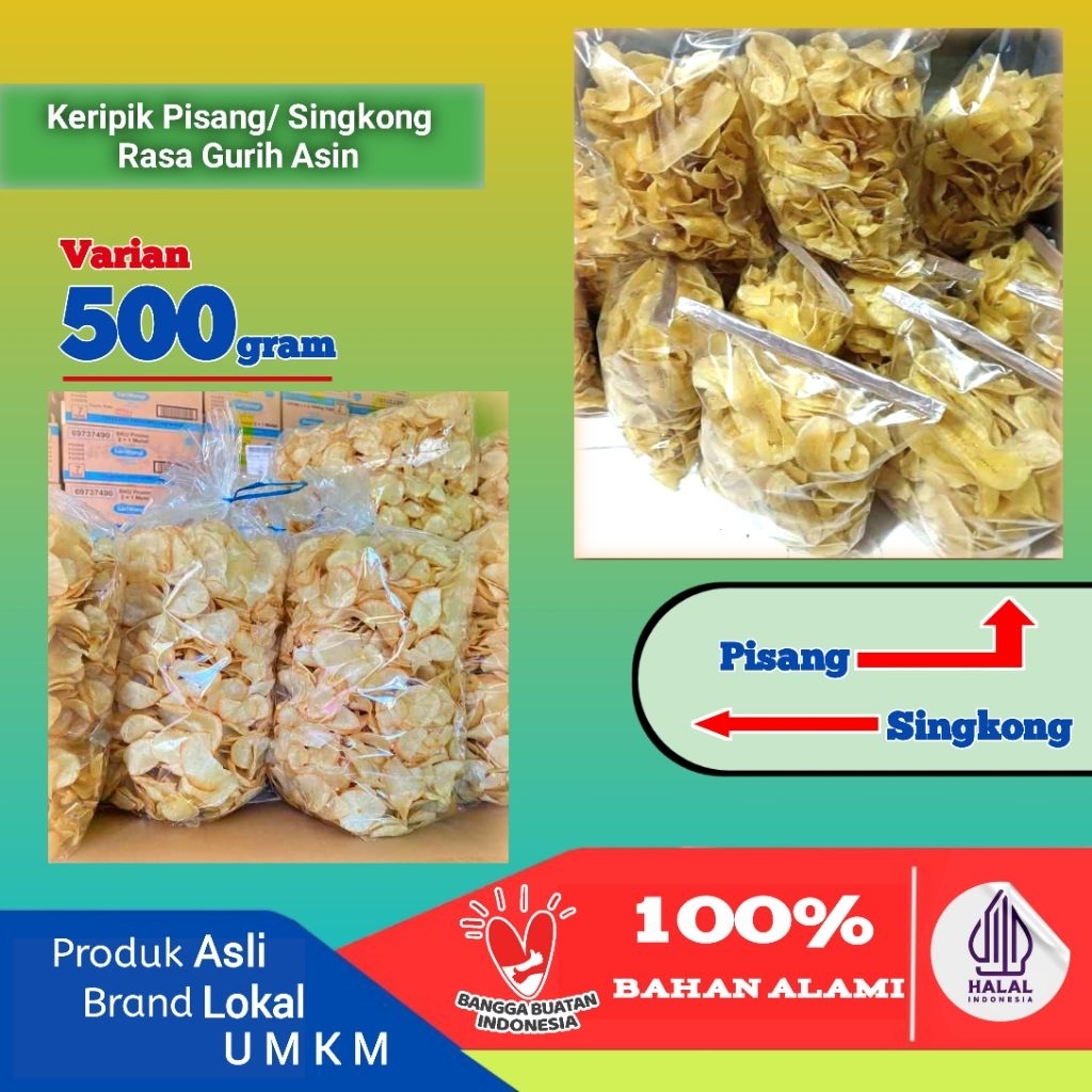 

GRATIS ONGKIR !!! Keripik Pisang / Singkong gurih asin 500gram