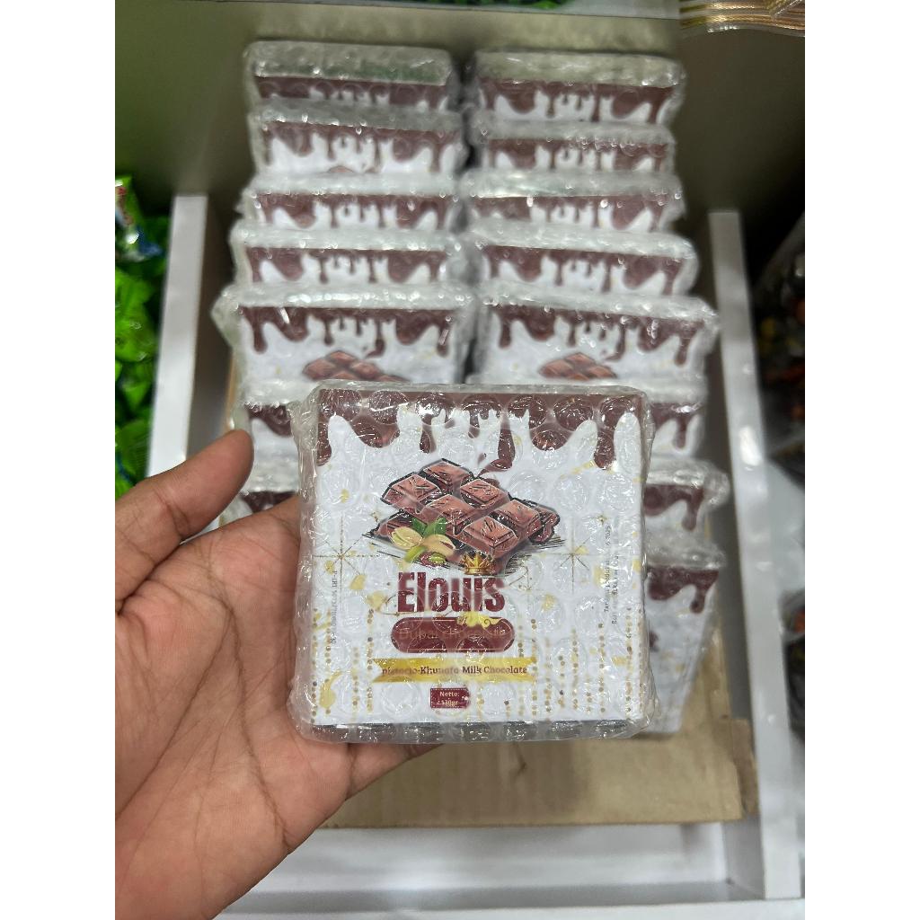 

Coklat Dubai Chocolate Elouis Kunafa-Milk-pistacio Ukuran 130gr elois chocolate