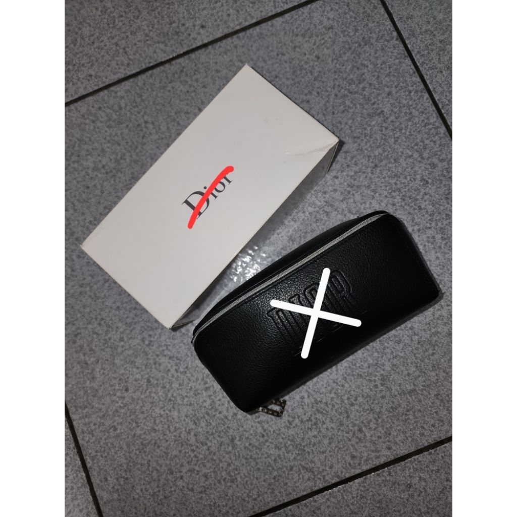 Pouch Dior hitam ORIGINAL bahan kulit