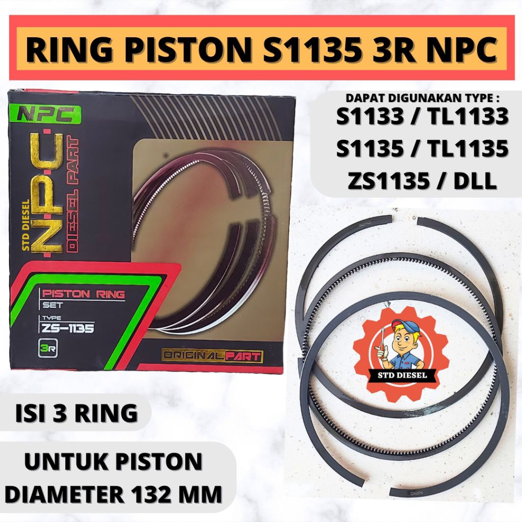 RING PISTON MERK NPC S1133 S1135 ZH1135 ZH1133 TL1135 32 35 HP PK 3 RING SEKER SEHER RING PISTON S11