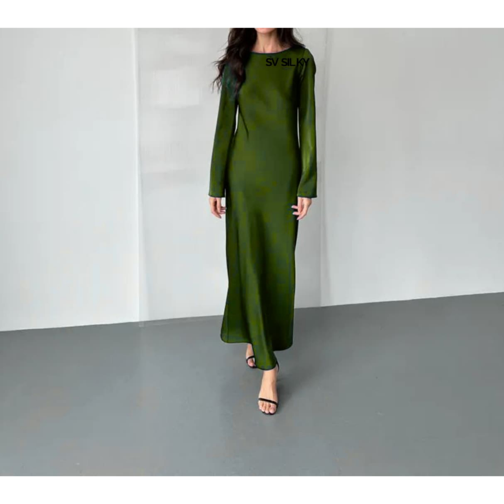 Celisa Maxi belezza Silky Premium satin Dress Wanita SV Silky Premium – Gaun Panjang Look Korea Eleg
