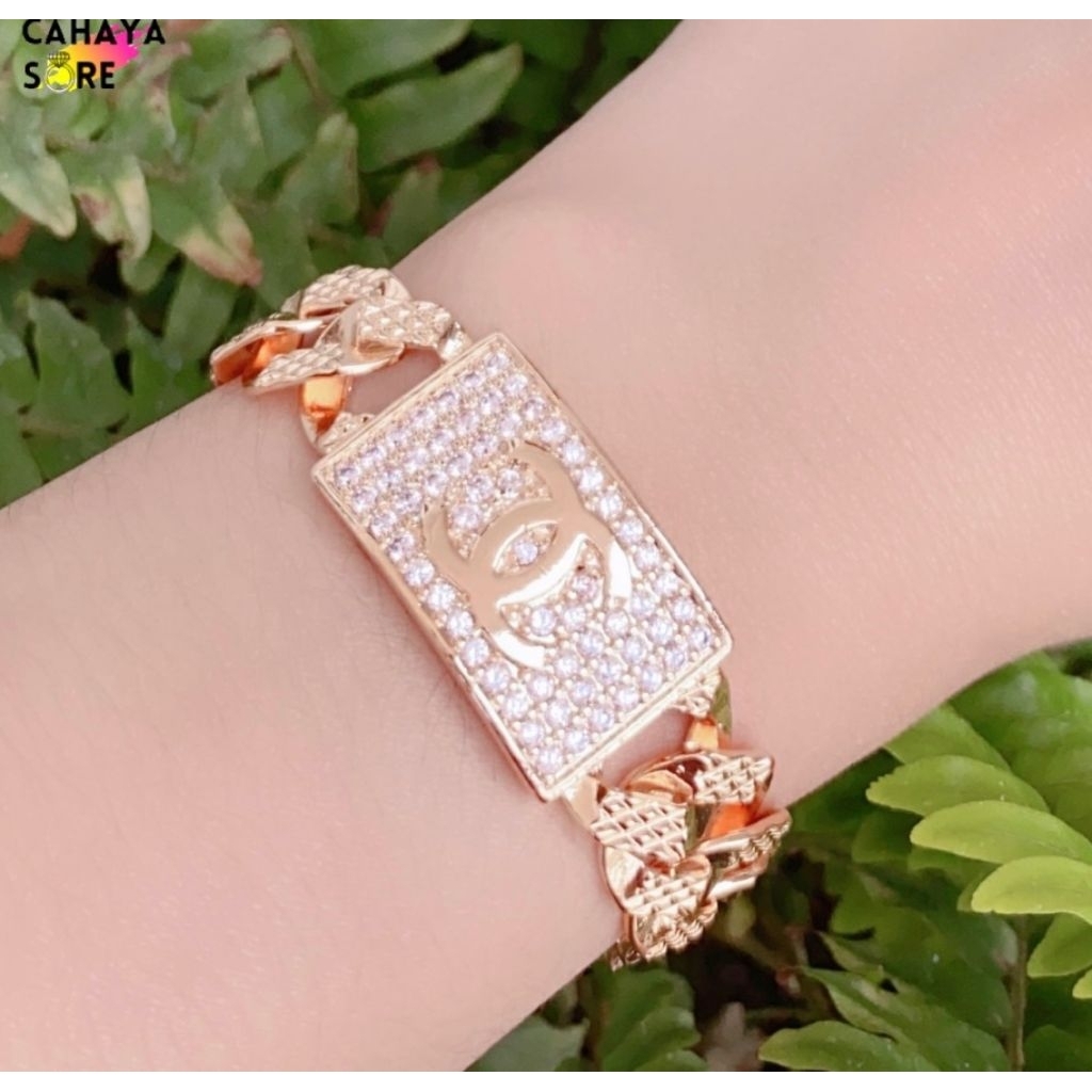 GELANG XUPING GOLD, GELANG TANGAN DEWASA RANTAI EMAS BESAR PERMATA