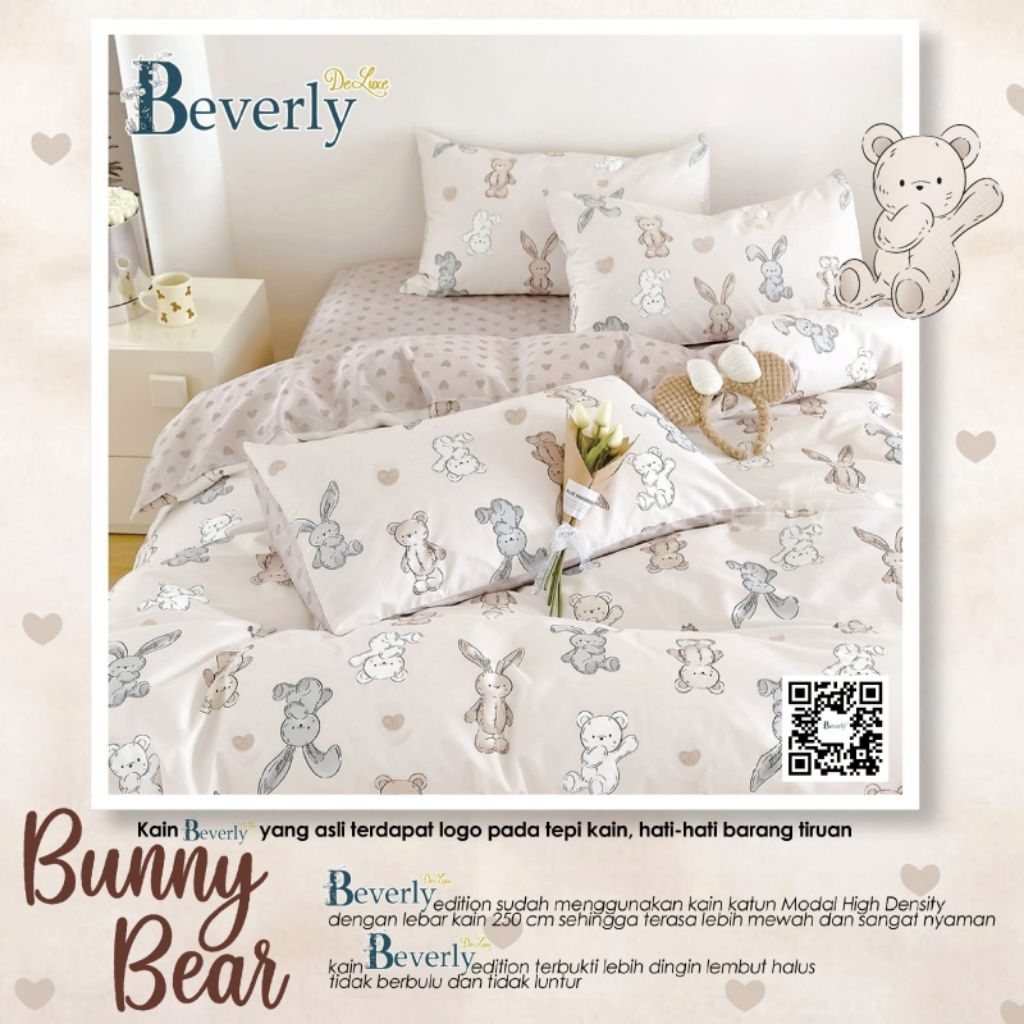 Sprei Anti Geser Katun Beverly Motif Anak Bunny Bear