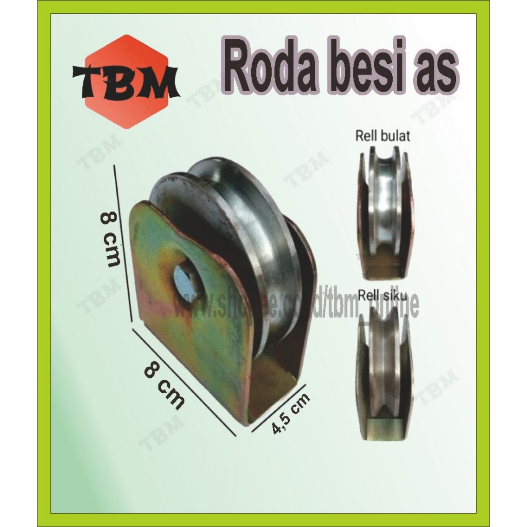 roda pagar super besi as ukuran 8cm pintu gerbang pagar besi
