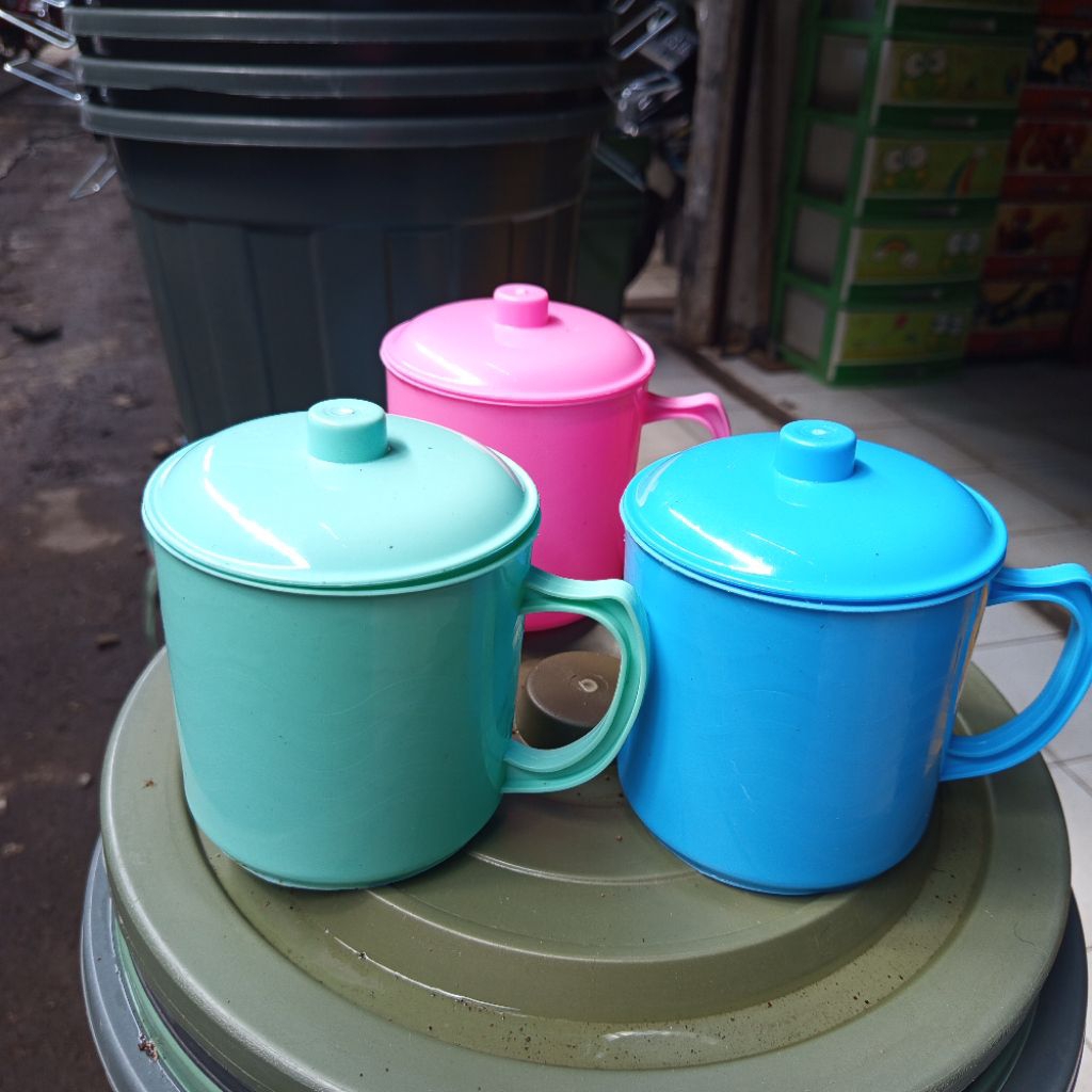 mug plastik warna gelas  plastii tutup besar mug jumbo