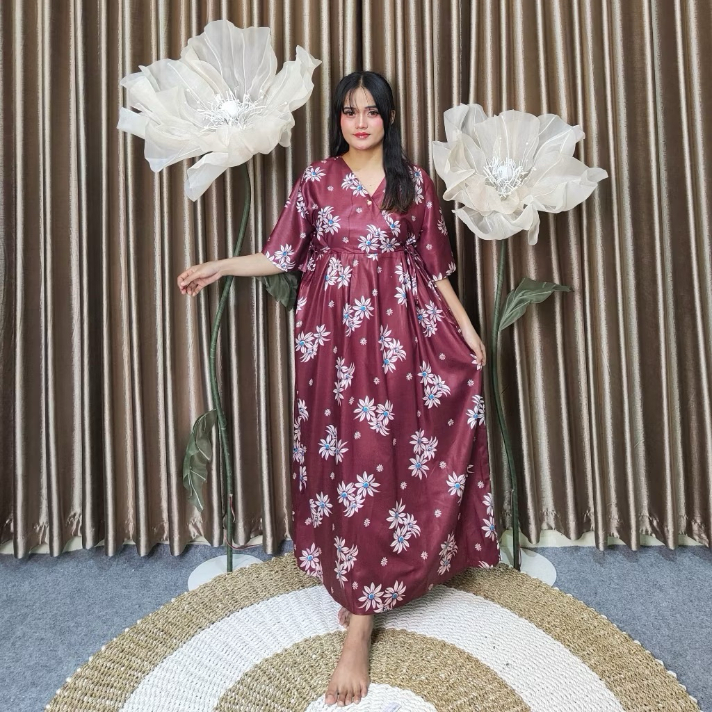 Daster Kimono Panjang Rayon Tali Samping Dress Kimono Korean Style