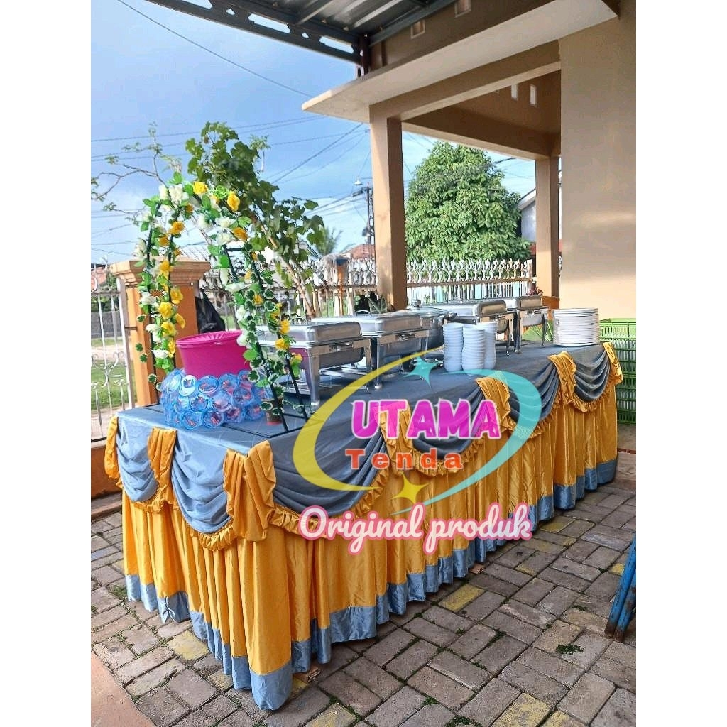 taplak meja prasmanan 300x80x70 cm pakai busa