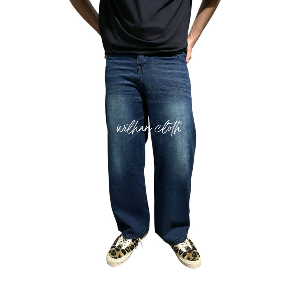 Celana Gombrong Cowok Whisker Baggy Pants Panjang Lebar Wide Leg Style Korean Terlaris