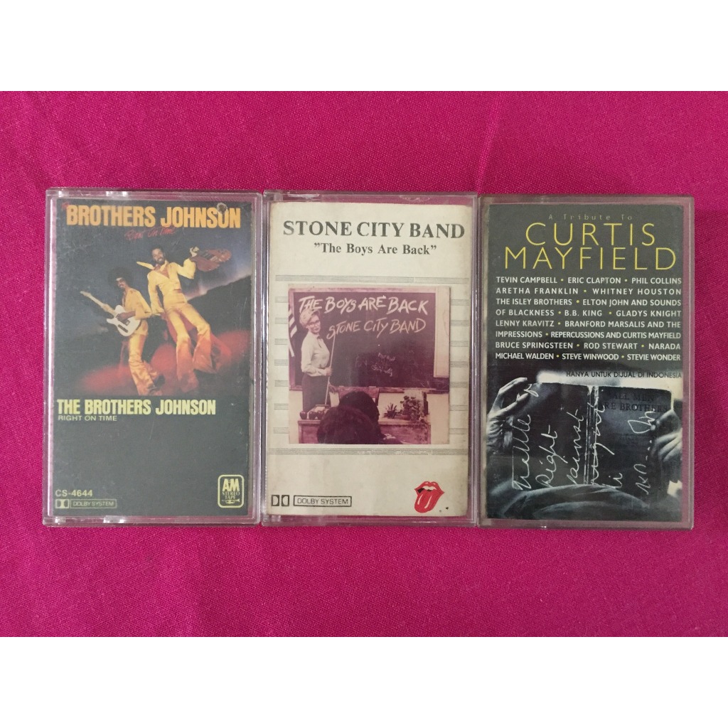 Paket 3 kaset funk: BROTHERS JOHNSON + STONE CITY BAND + TRIBUTE TO CURTIS MAYFIELD