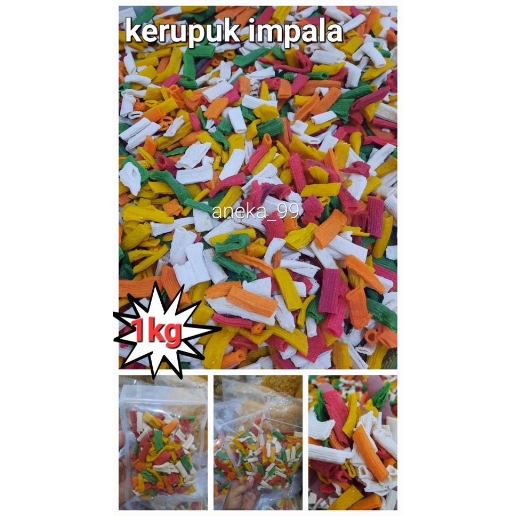 

1kg Kerupuk seblak impala - kerupuk semprong usus warna warni - kerupuk mentah