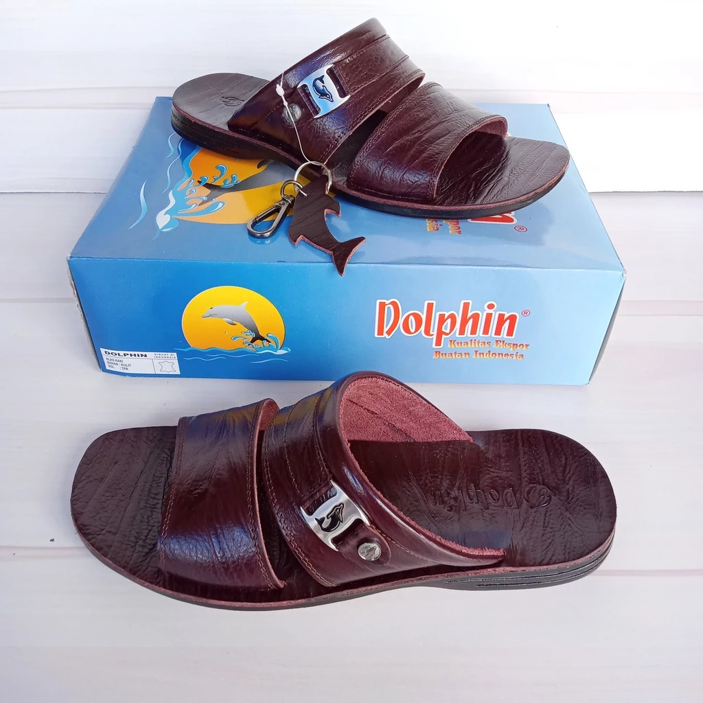 Sandal Dolphin sandal slide pria kulit asli D.25 classic series sandal pria merek dolphin original