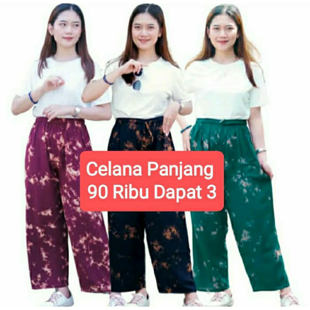 Celana panjang wanita 90 ribu dapat 3 random paket usaha celana panjang perempuan celana tidur panja