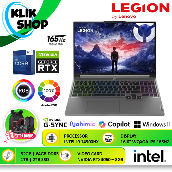 LENOVO LEGION 5i 16 RTX 4060 i9 14900HX 64GB 2TB SSD IPS 165HZ RGB WINDOWS 11
