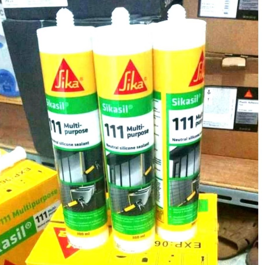 Sealent sikasil 111 multi purpose / lem silicone sealent sikasil neutral warna clear., grey. hitam. 