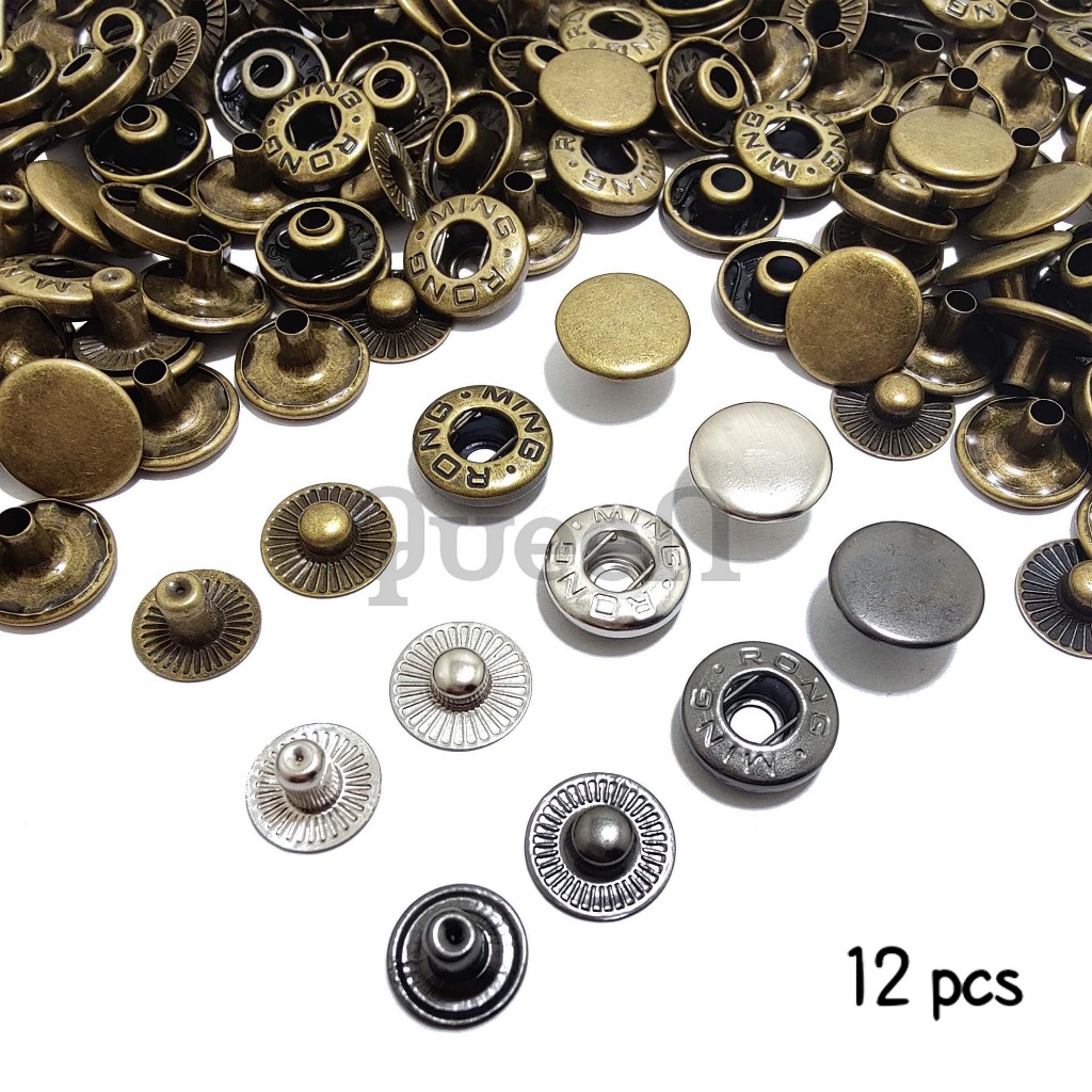 Kancing Snap 15mm / Kancing Cetet 15mm / Kancing Jepret Besi 15 mm / 12 Pcs