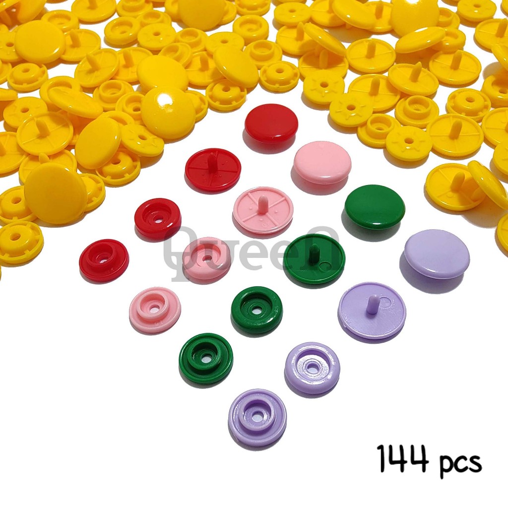 Kancing Jepret 15mm / Kancing Snap Plastik 15mm / Kancing Cetet Plastik 15mm / 144 Pcs
