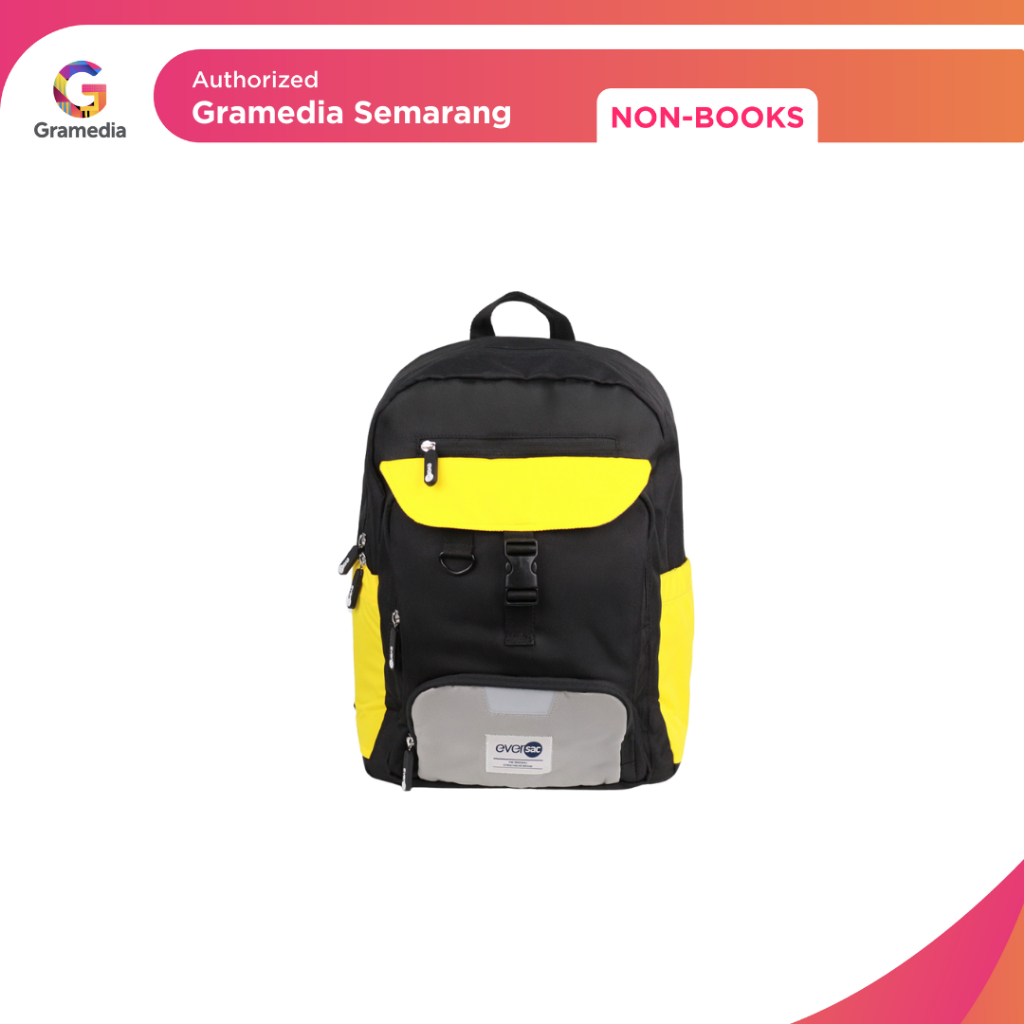 Gramedia - Eversac Backpack Junio Beta Black Grey Yellow (Eversac)
