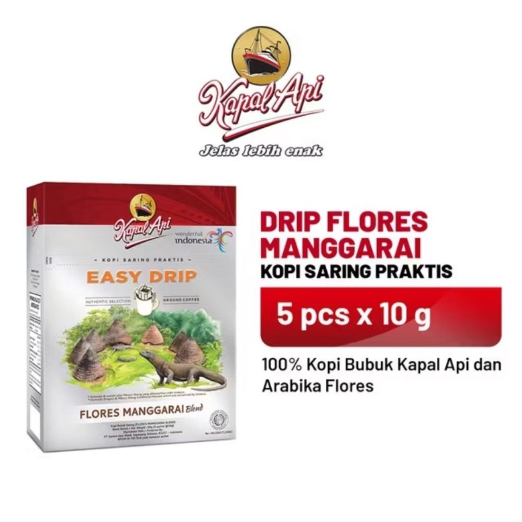 

Kopi Kapal Api Drip Flores Manggarai 1 Folding Box (5X10gr)