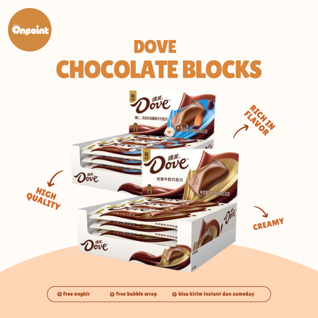 

Dove Chocolate Block 43g | Snack Cokelat Blok Dove Aneka Rasa
