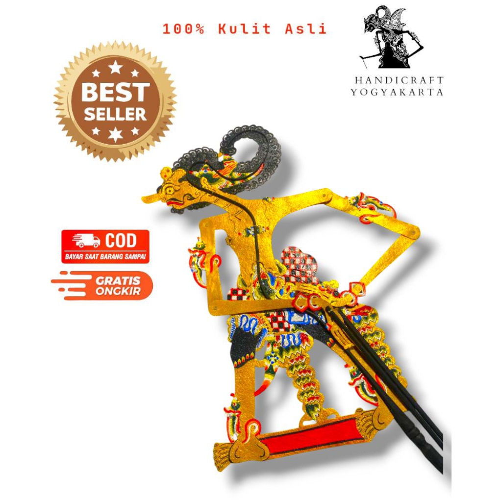 Handicraftyogyakarta | Wayang Alusan Antasena / Ontoseno Gagrak Solo Bahan Premium Kulit Asli Ukuran