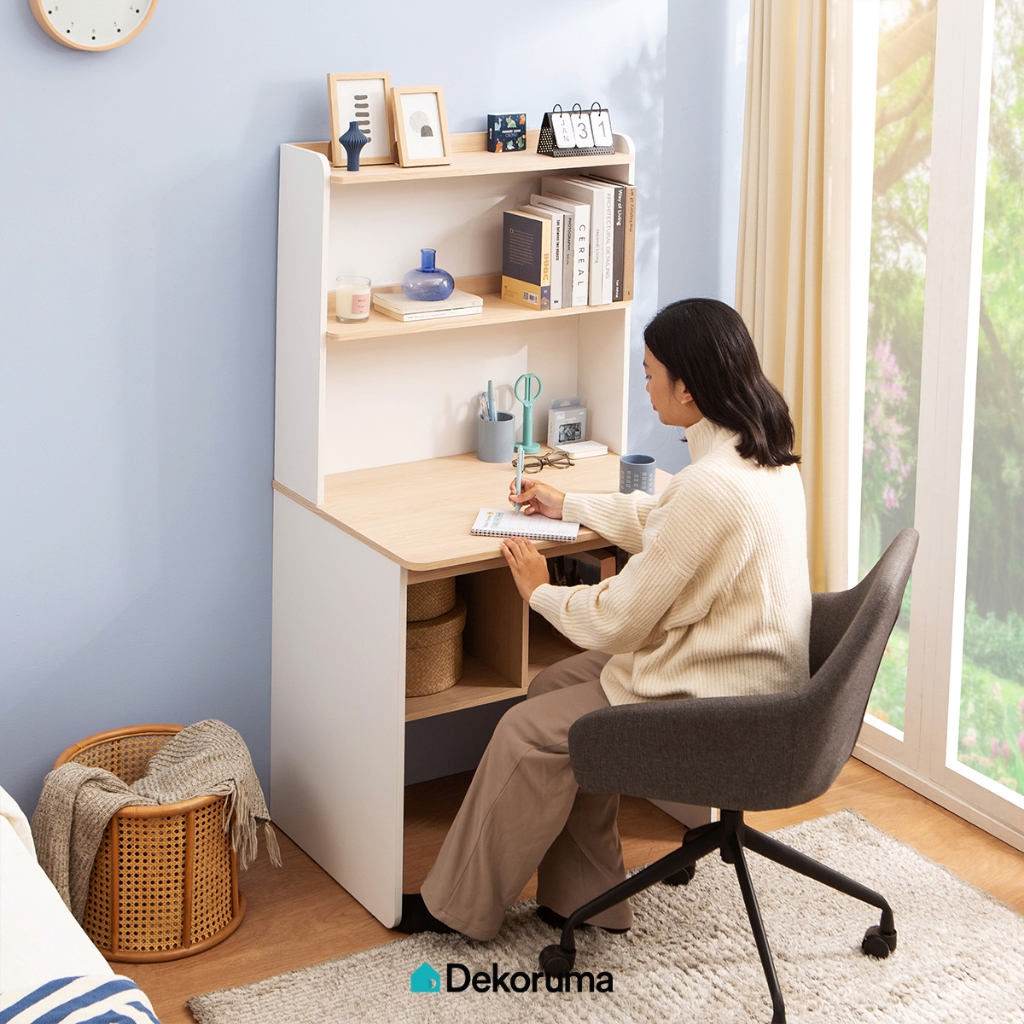 Dekoruma KISEI Meja Belajar Dengan Rak Atas / Meja Kerja