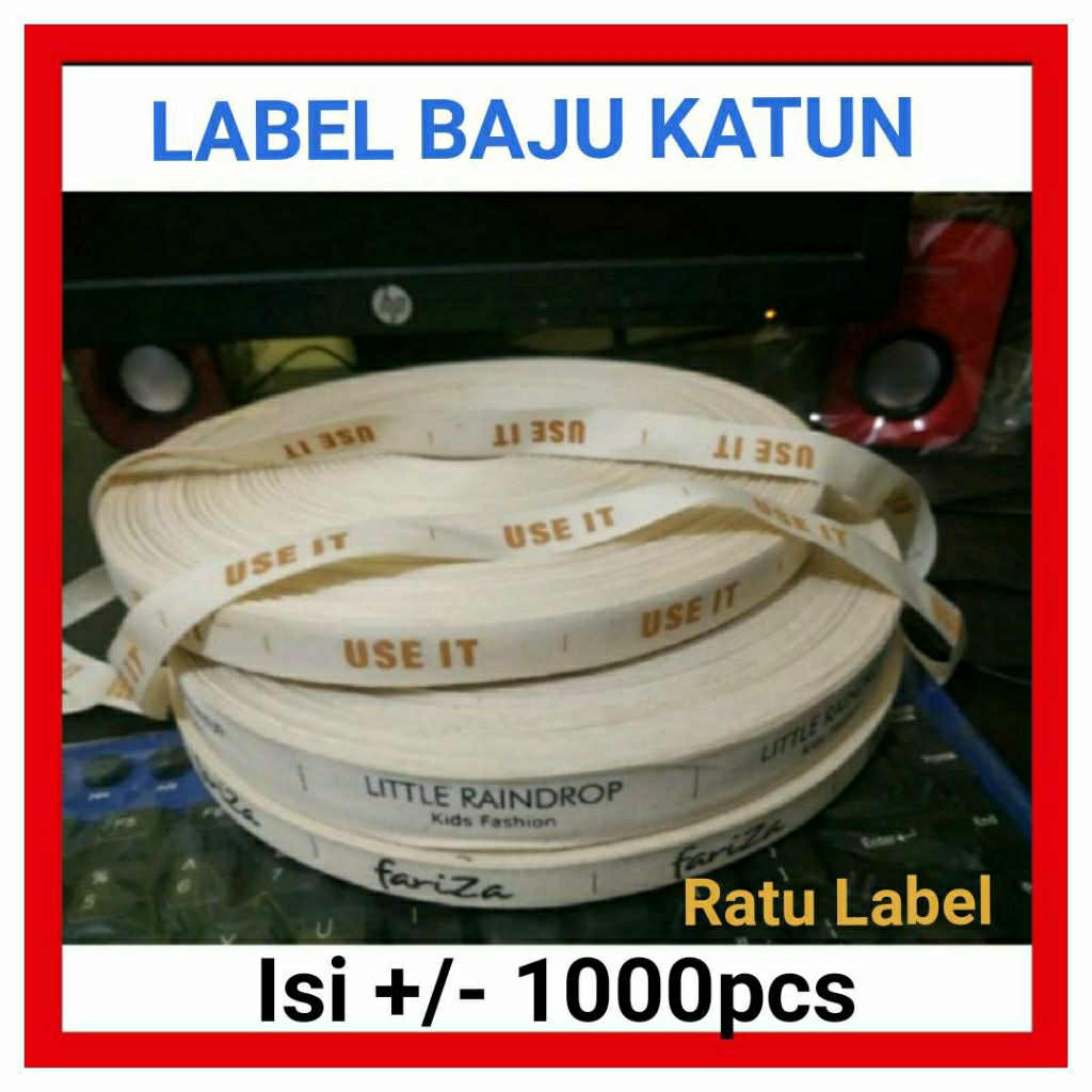 

Label Baju Katun custom Nama sablon 100 yard
