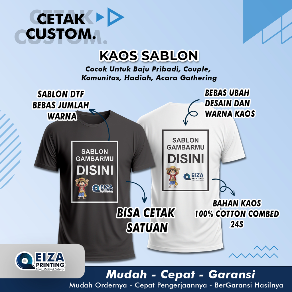 KAOS SABLON CUSTOM / SABLON KAOS SATUAN / SABLON BAJU DESAIN SUKA SUKA