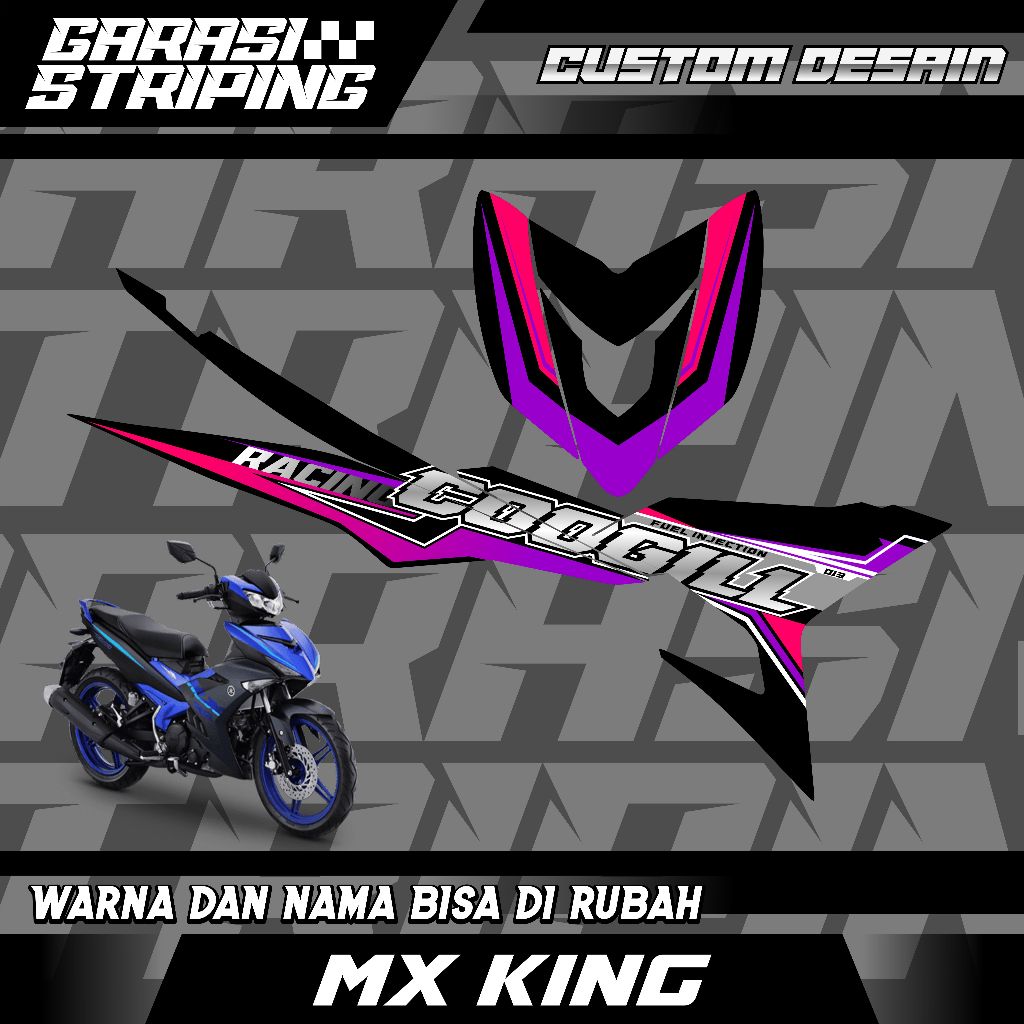 STRIPING CUSTOM VARIASI TRANSPARAN MX KING  STICKER VARIASI MOTIF TERBARU KEREN PINK MAGENTA UNGU