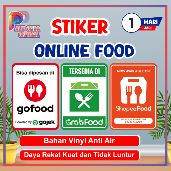 Stiker sticker online food gofood shopee food dan  grabfood