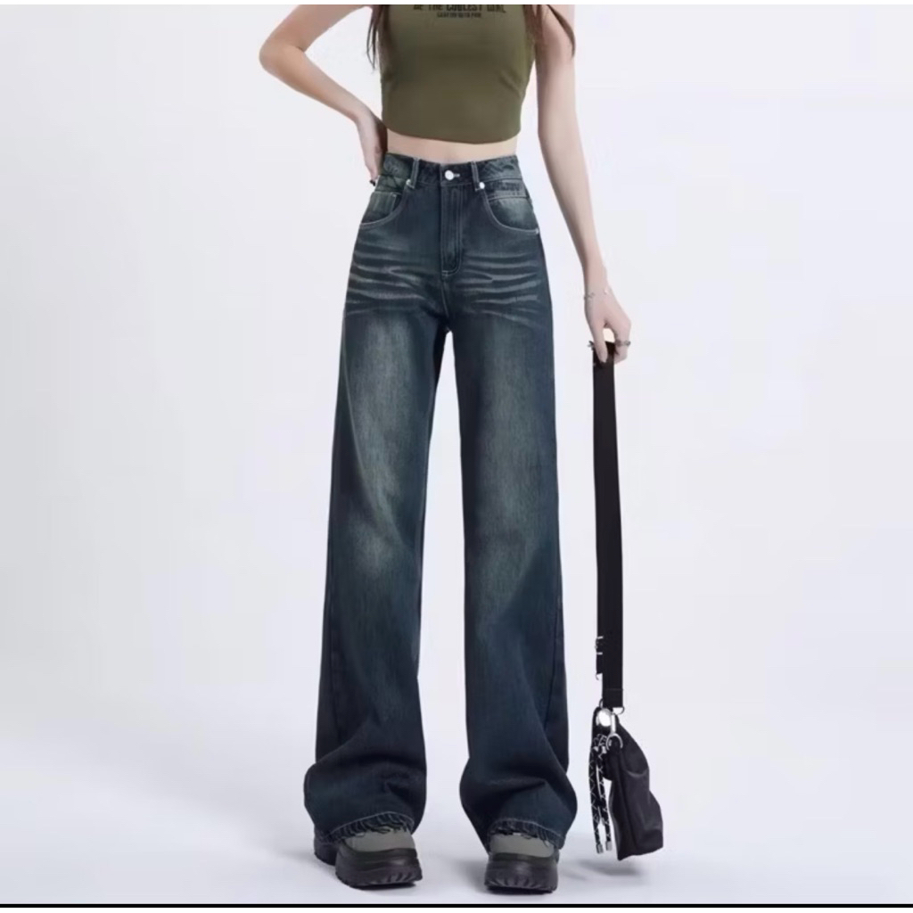 CELANA JEANS HIGHWAIST LOOSE JEANS WANITA